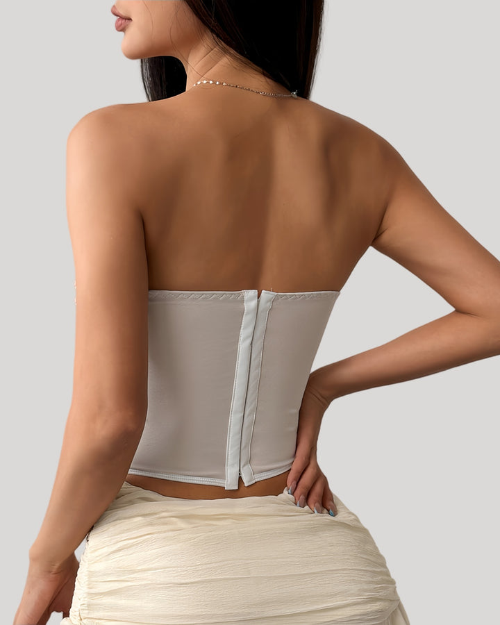 Back view of the bustier showing clean zipper closure and fitted silhouette