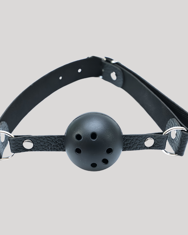 Black breathable silicone ball gag with adjustable strap