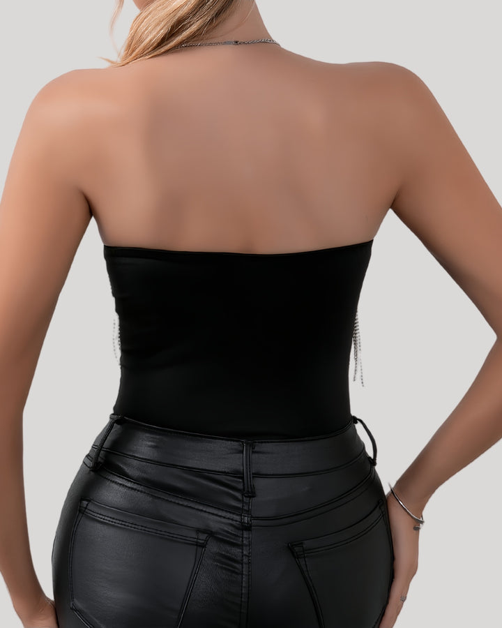 Back view of strapless bodysuit showing smooth finish