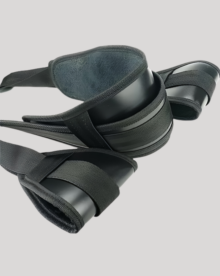 Close-up of wide faux leather seat cushion with reinforced stitching